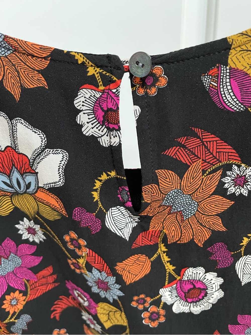 J Jill Black Floral Tiered Hem Lightweight Sleeveless Dress XS Vacation Summer - Picture 5 of 9